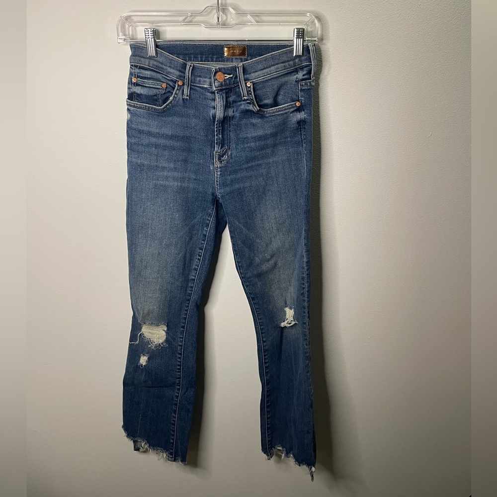 Mother Denim The Insider Crop Step Chew Jeans Dancing On Coals Wash Distressed